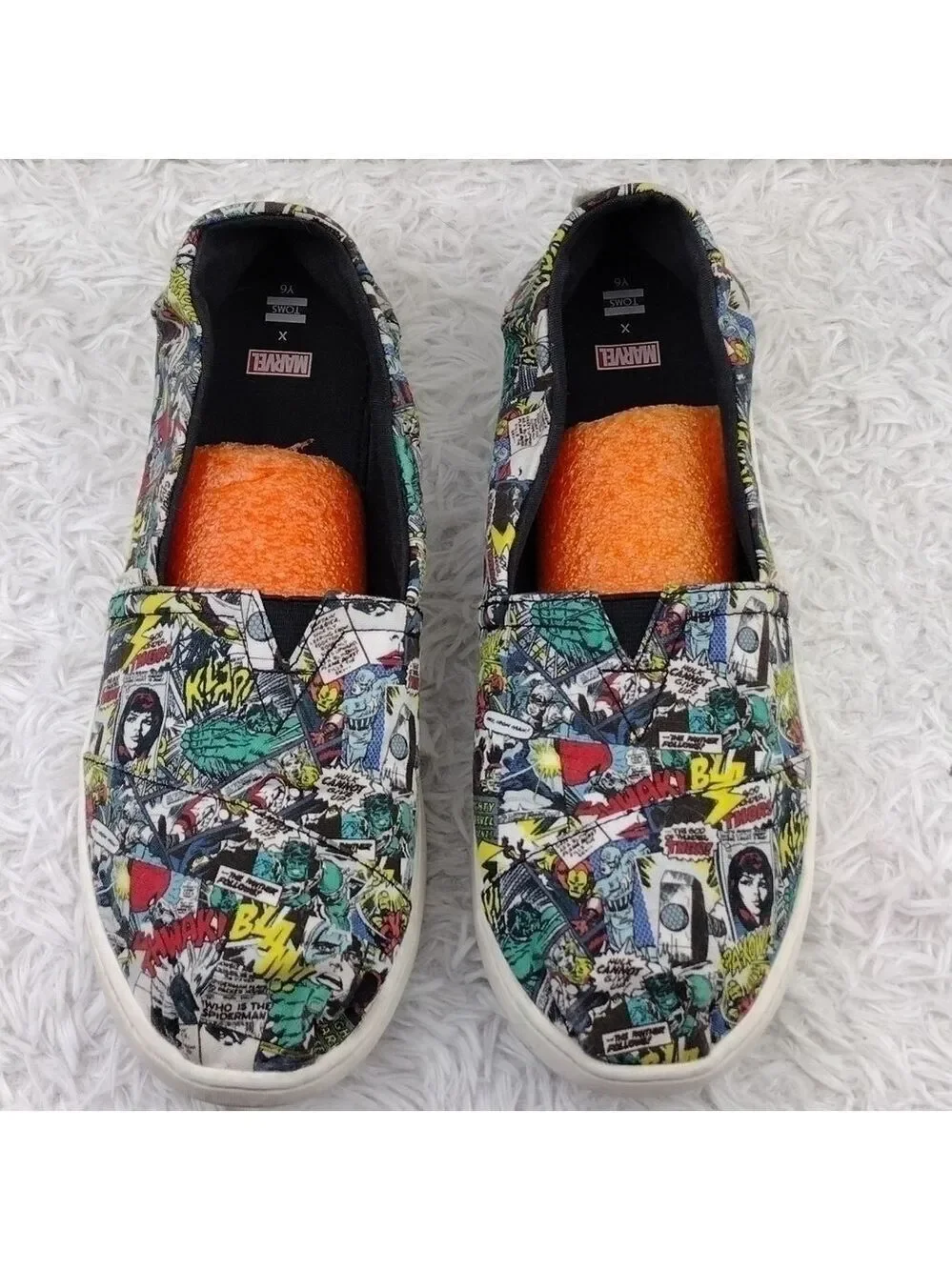 𝅺Toms X Marvel Tiny Alpargata Comic Book Pop Print Slip On Casual Sneaker Shoe